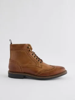 Lichtbruin - Leren brogue laarzen