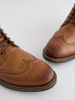Lichtbruin - Leren brogue laarzen