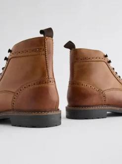 Lichtbruin - Leren brogue laarzen
