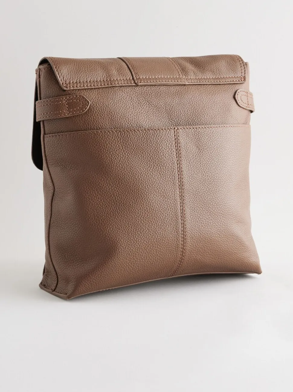 Lichtbruin - Leren messenger-tas met vak