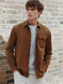 Lichtbruin - Long Sleeve Garment Dyed Oxford Shirt
