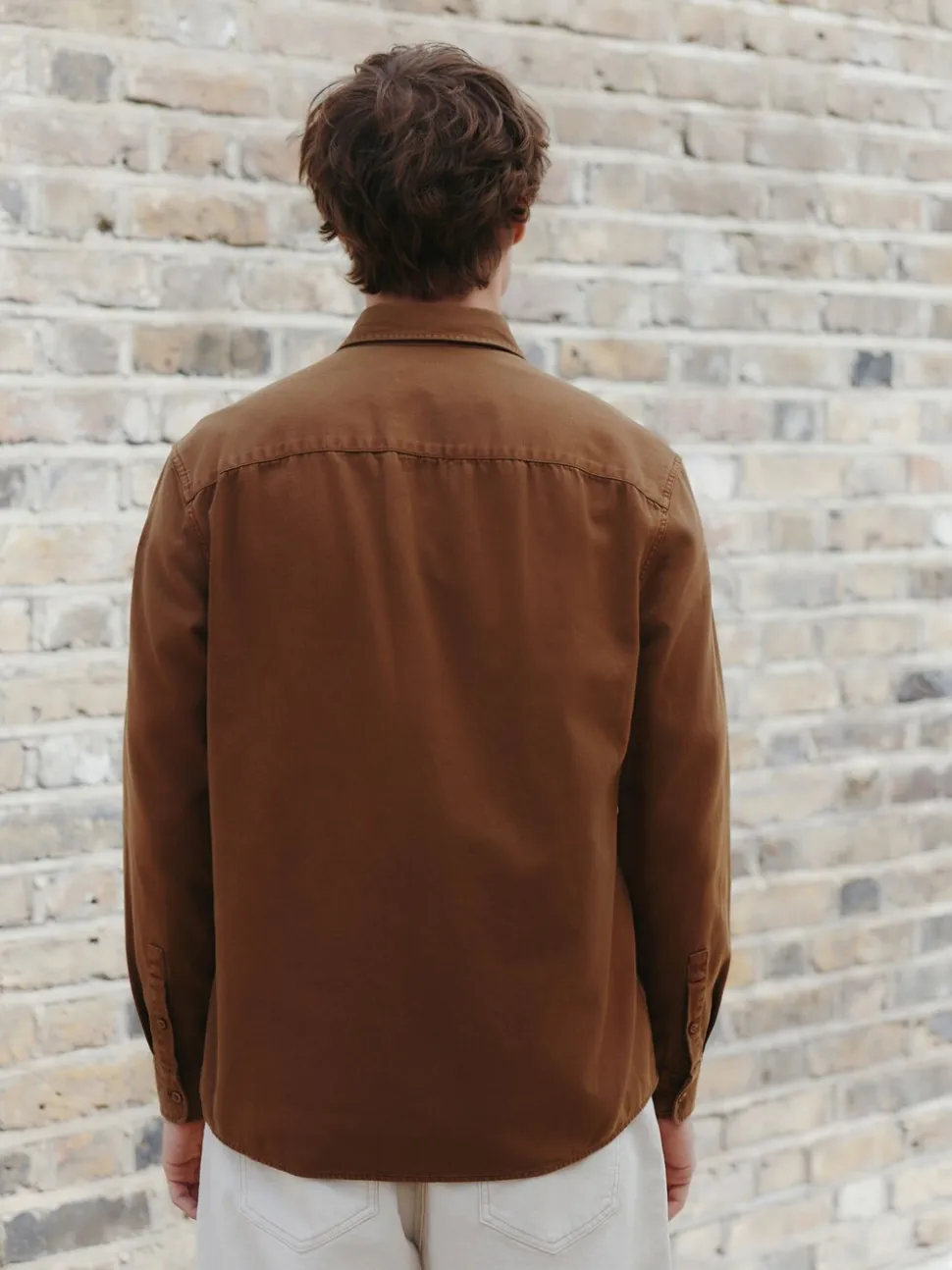Lichtbruin - Long Sleeve Garment Dyed Oxford Shirt