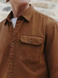 Lichtbruin - Long Sleeve Garment Dyed Oxford Shirt