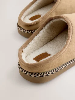 Lichtbruin - Microsuede Taped Mule Slippers