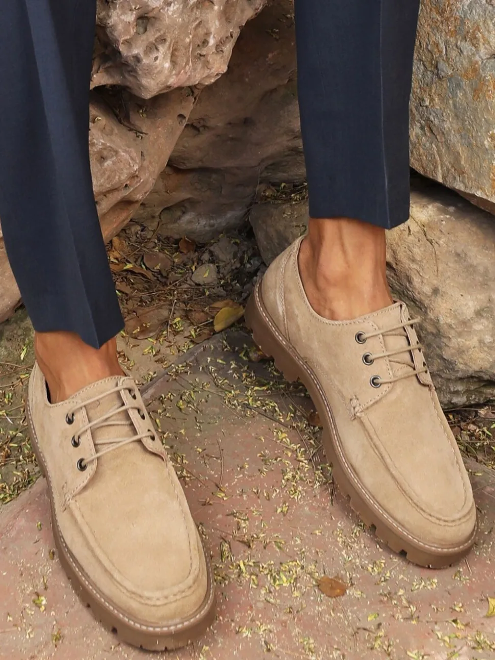 Lichtbruin - Off The Hook Harvey Suede Leather Casual Lace-Up Boat Shoes