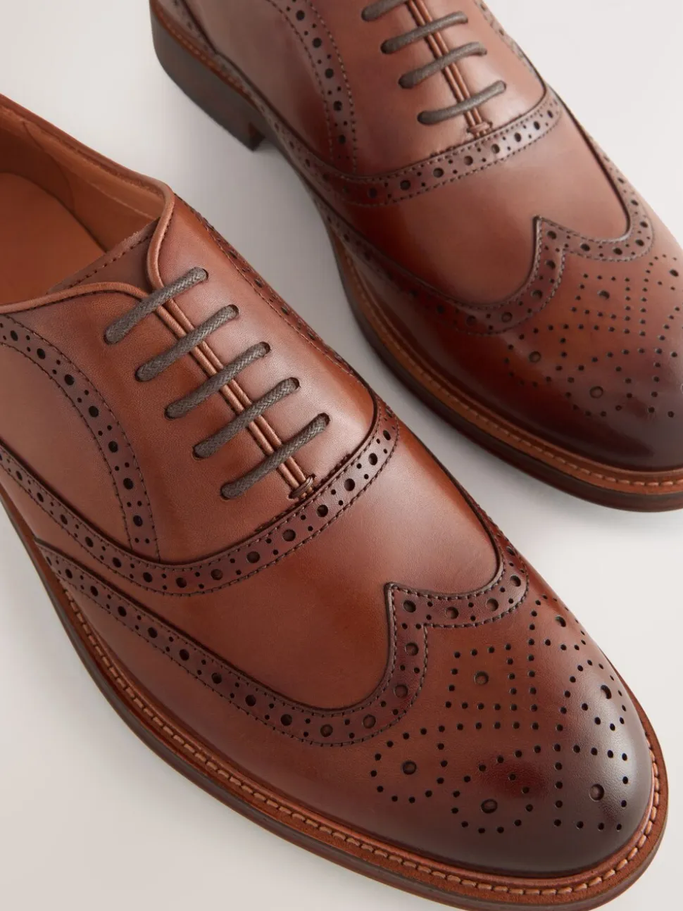 Lichtbruin - Oxford Wingcap Leather Shoes