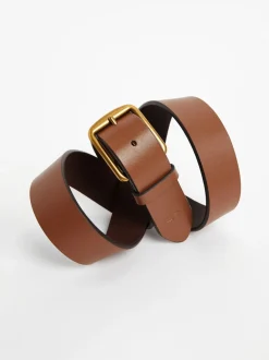Lichtbruin - Polo Ralph Lauren - Saddle leren riem met logo
