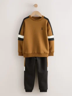 Lichtbruin - Set met colourblock-trui (3-16jr)