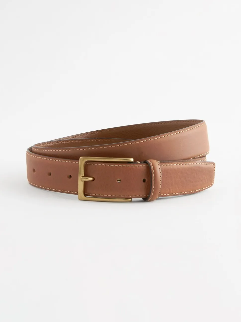 Lichtbruin - Signature leren riem met contrastnaden
