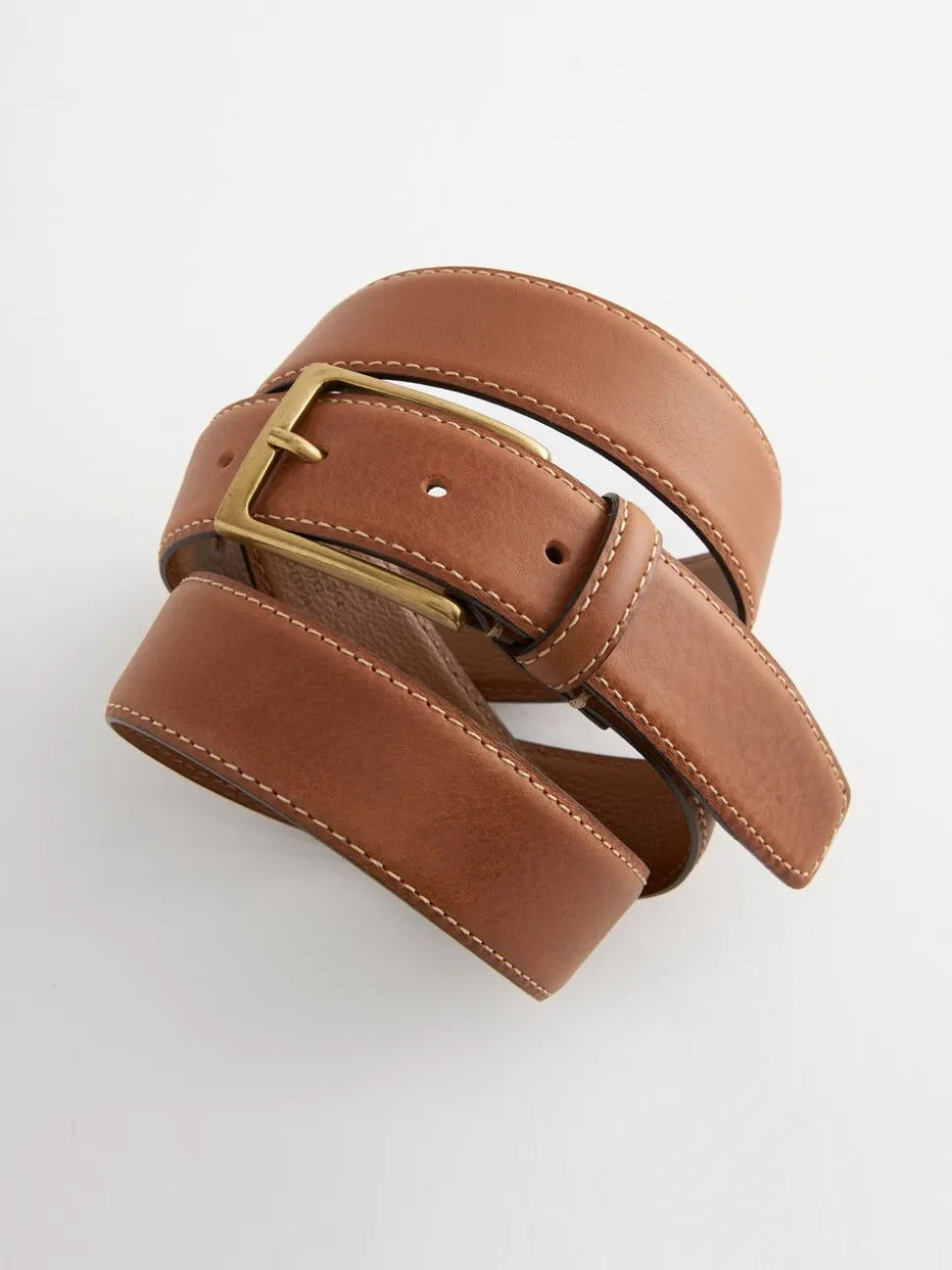 Lichtbruin - Signature leren riem met contrastnaden