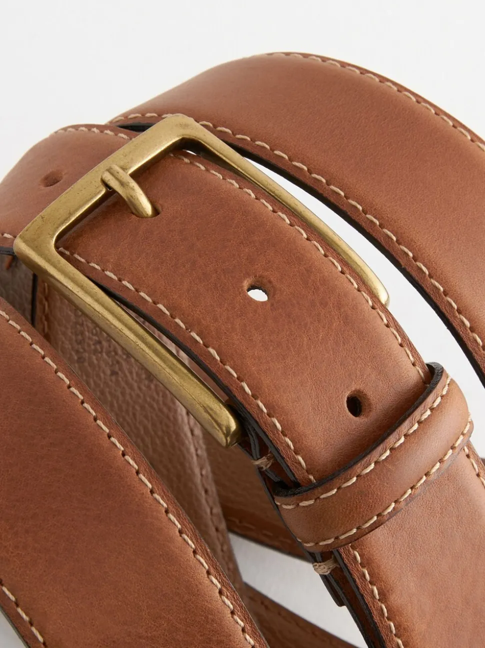 Lichtbruin - Signature leren riem met contrastnaden