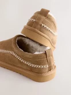 Lichtbruin - Signature Suede Stitch Detail Slippers
