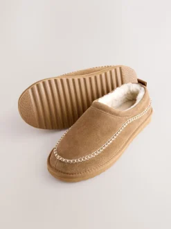 Lichtbruin - Signature Suede Stitch Detail Slippers