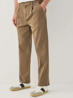 Lichtbruin - Single Pleated Stretch Chinos Trousers