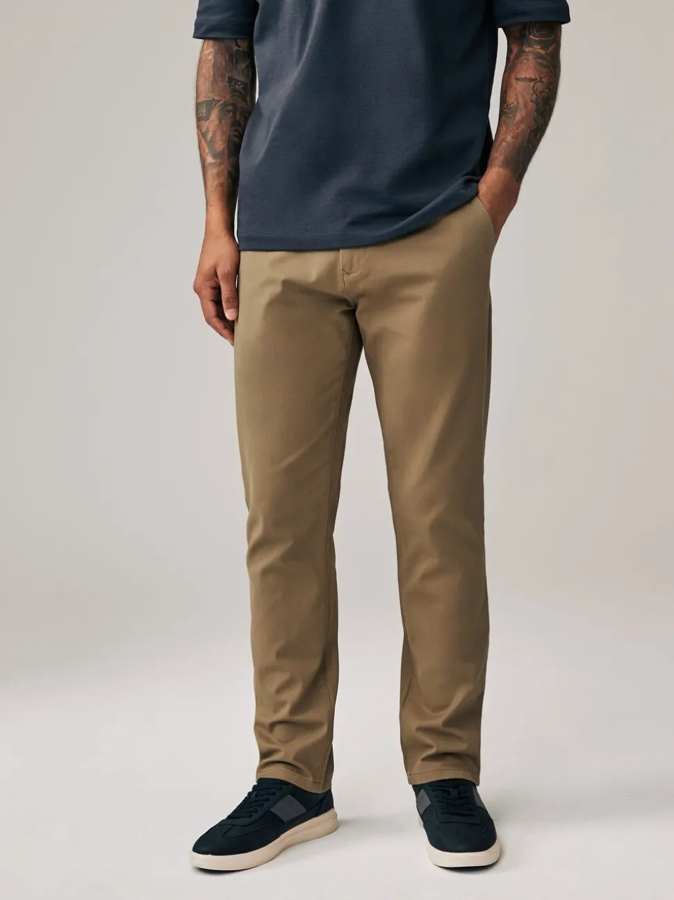 Lichtbruin - Slim Fit - Stretchy chino