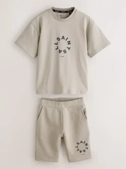 Lichtbruin - smALLSAINTS Tierra set van T-shirt en sweatshorts