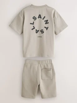 Lichtbruin - smALLSAINTS Tierra set van T-shirt en sweatshorts