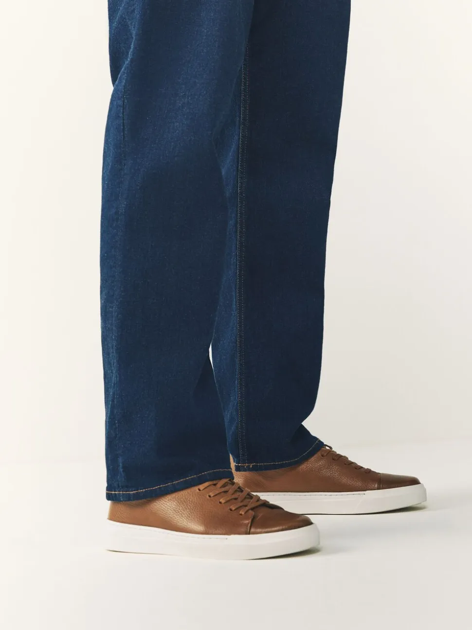 Lichtbruin - Smart Casual Toe Cap Leather Longline Trainers