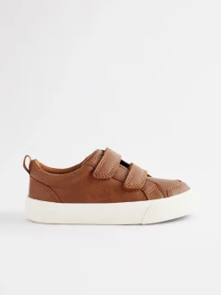 Lichtbruin - Sneakers met twee klittenbandjes