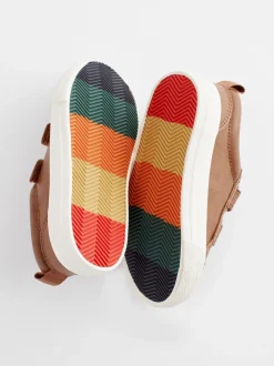 Lichtbruin - Sneakers met twee klittenbandjes