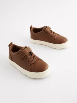 Lichtbruin - Sneakers met klittenbandsluiting en elastische veters