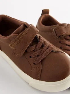 Lichtbruin - Sneakers met klittenbandsluiting en elastische veters