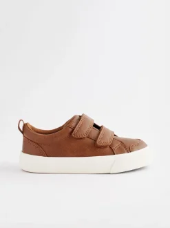 Lichtbruin - Sneakers met twee klittenbandjes
