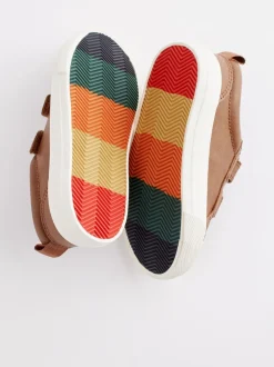 Lichtbruin - Sneakers met twee klittenbandjes
