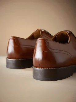 Lichtbruin - Standaard pasvorm - Signature - Derby-schoenen met leren zool