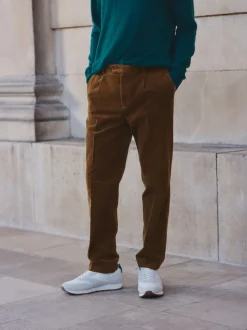 Lichtbruin - Straight Fit Smart Cotton Rich Cord Trousers