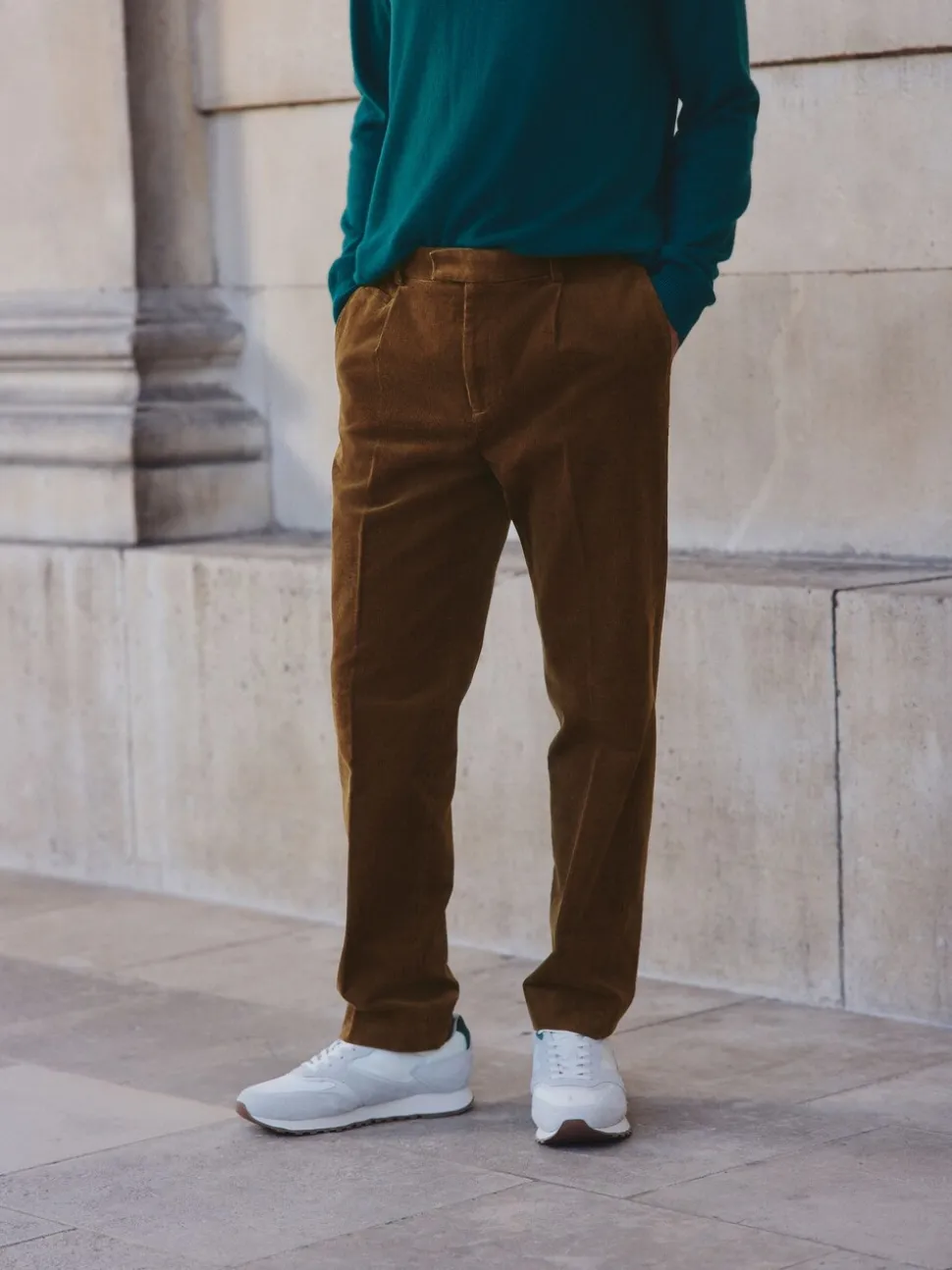 Lichtbruin - Straight Fit Smart Cotton Rich Cord Trousers