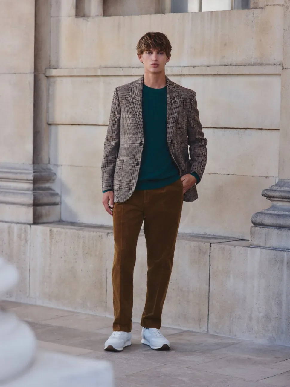 Lichtbruin - Straight Fit Smart Cotton Rich Cord Trousers