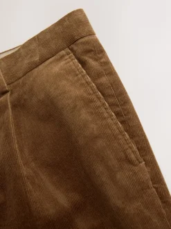 Lichtbruin - Straight Fit Smart Cotton Rich Cord Trousers