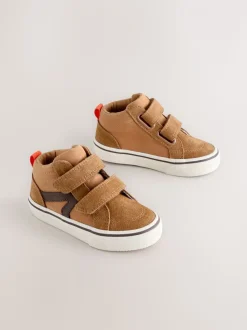 Lichtbruin - Suède hoge sneakers met klittenbandsluiting