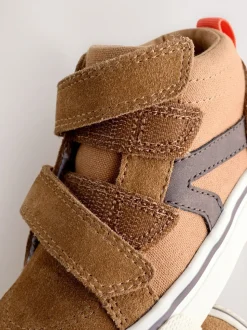 Lichtbruin - Suède hoge sneakers met klittenbandsluiting