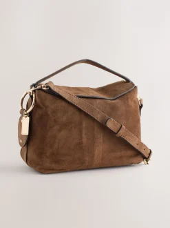 Lichtbruin - Suede Charm Cross-Body Bag