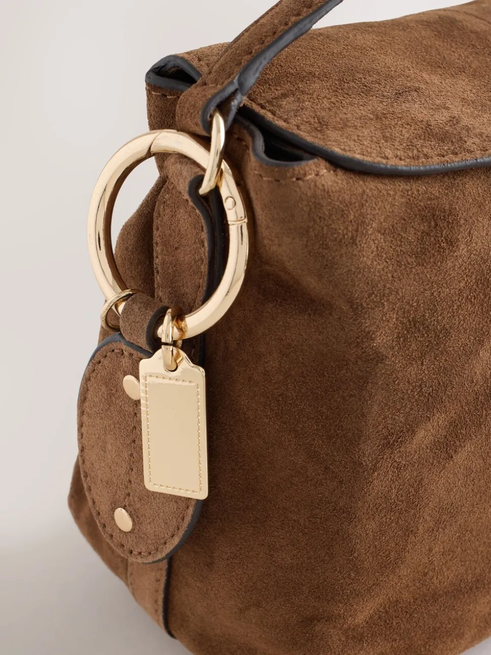 Lichtbruin - Suede Charm Cross-Body Bag