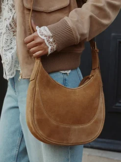 Lichtbruin - Suede Scoop Cross-Body Bag