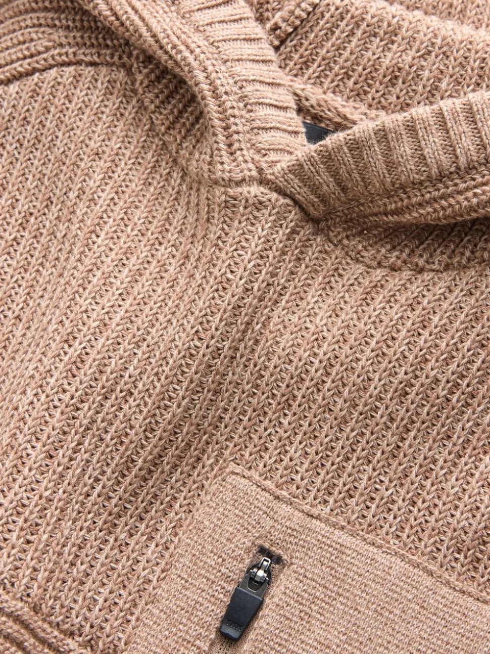 Lichtbruin - Utility gebreide hoodie (3-16jr)