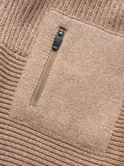 Lichtbruin - Utility gebreide hoodie (3-16jr)