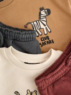 Lichtbruin/Ecru/Antracietgrijs - Set met sweatshirt en joggingbroek (3mnd -7jr)