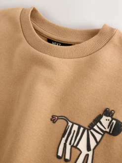 Lichtbruin/Ecru/Antracietgrijs - Set met sweatshirt en joggingbroek (3mnd -7jr)