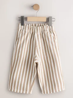Lichtbruin/wit gestreept - Wijde broek met elastische taille (3mnd-7jr)