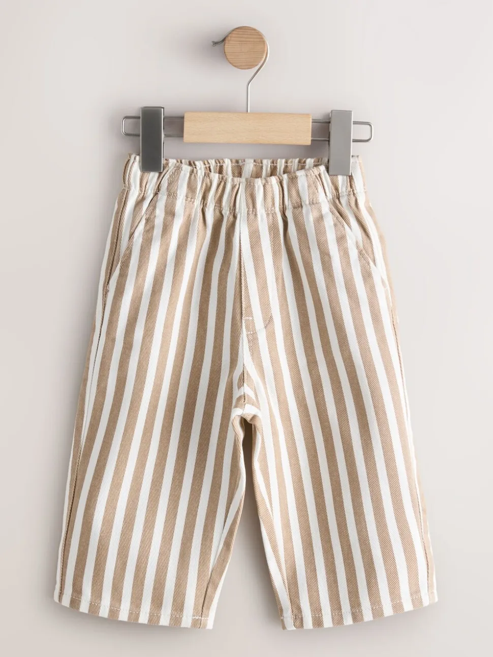 Lichtbruin/wit gestreept - Wijde broek met elastische taille (3mnd-7jr)