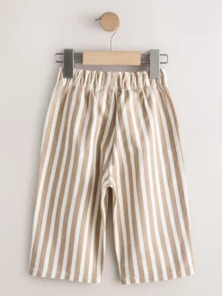 Lichtbruin/wit gestreept - Wijde broek met elastische taille (3mnd-7jr)