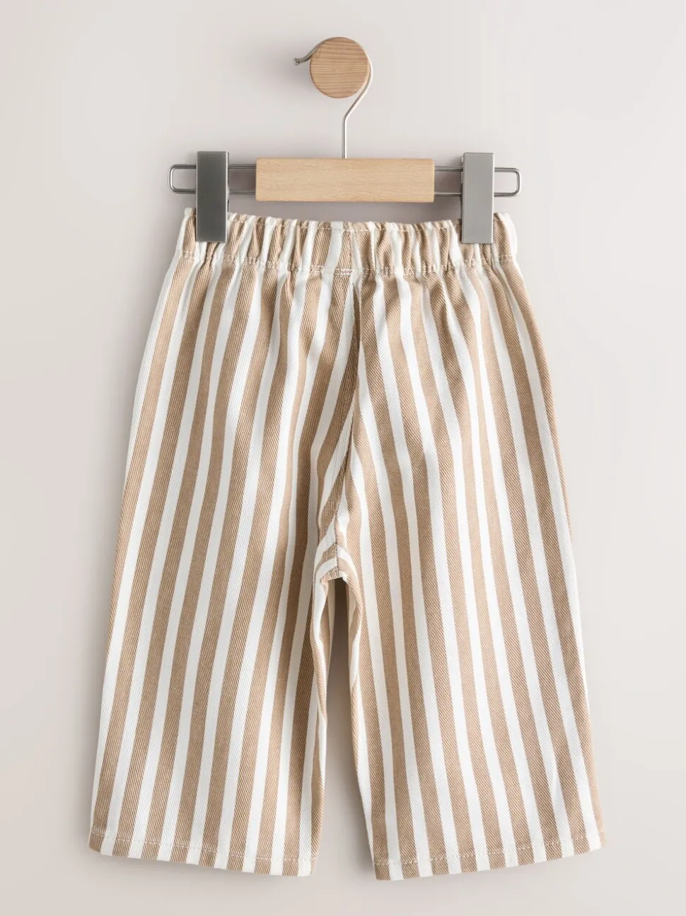 Lichtbruin/wit gestreept - Wijde broek met elastische taille (3mnd-7jr)