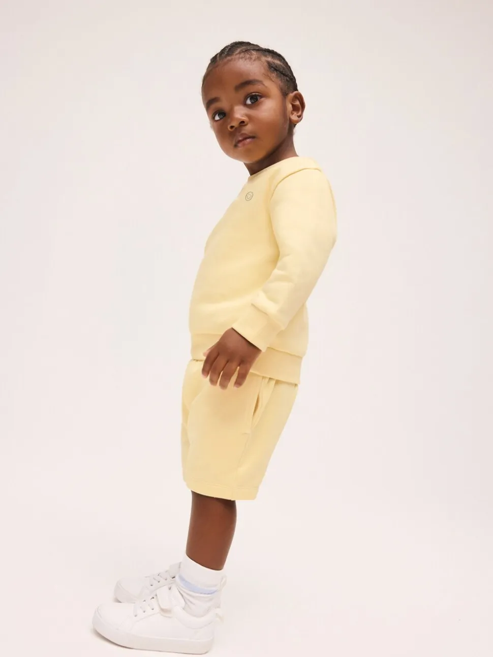 Lichtgeel - Plain Crew Neck Sweatshirt and Shorts Set (3mths-7yrs)
