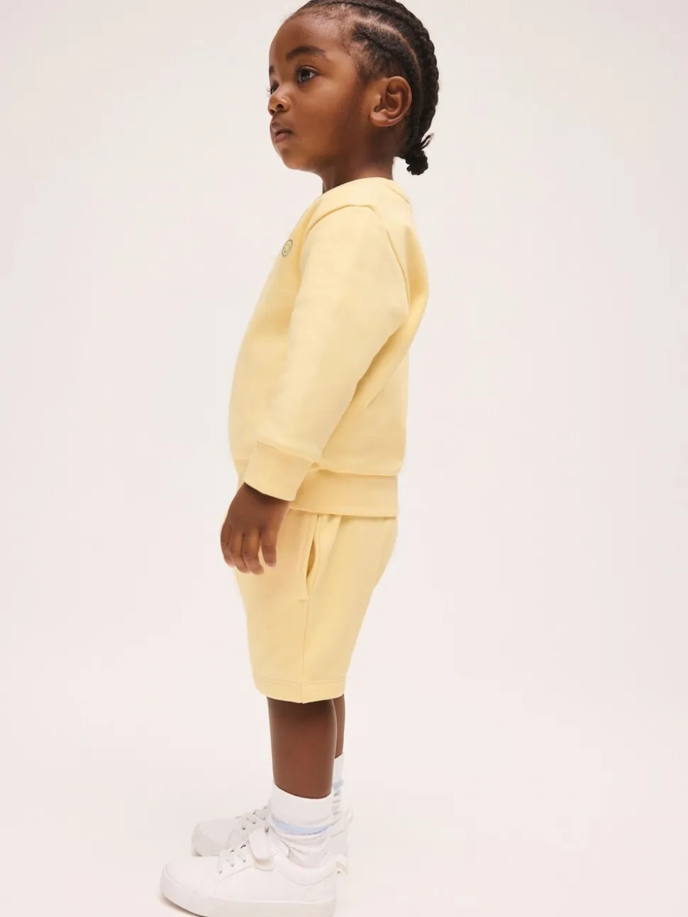 Lichtgeel - Plain Crew Neck Sweatshirt and Shorts Set (3mths-7yrs)