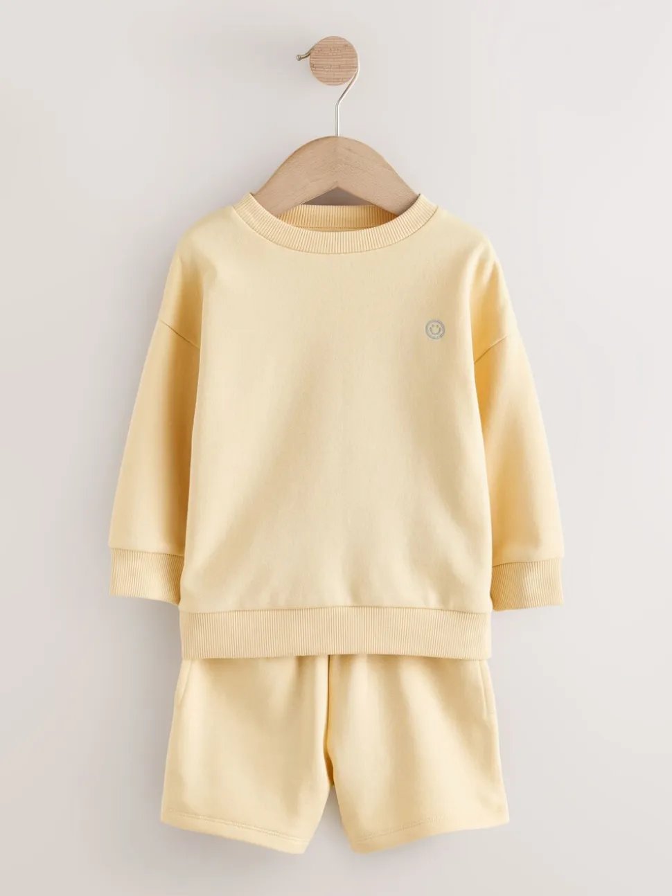 Lichtgeel - Plain Crew Neck Sweatshirt and Shorts Set (3mths-7yrs)