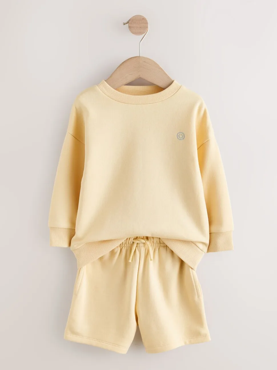 Lichtgeel - Plain Crew Neck Sweatshirt and Shorts Set (3mths-7yrs)